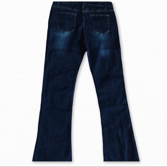 High Waisted Dark Wash Denim Jeans with Stretch - Picture 4 of 6